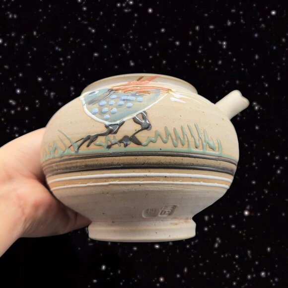 Tonala Talavera Pottery Teapot With Pianted Bird Marked Folk Art Pottery 6”T 4”W - Picture 16 of 16